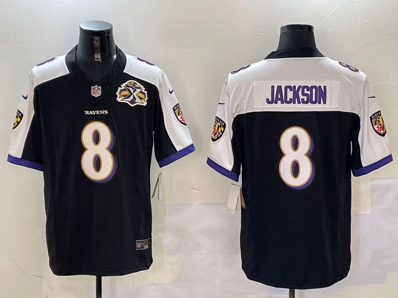 Men Baltimore Ravens 8 Jackson Black Thanksgiving three generations 2024 Nike Limited NFL Jersey style 1